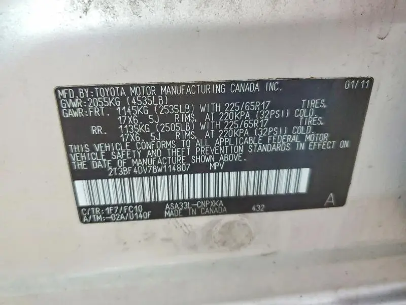 2011 TOYOTA RAV4 BASE  