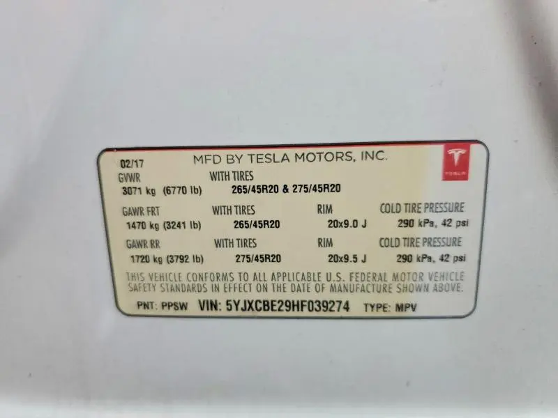 2017 TESLA MODEL X   