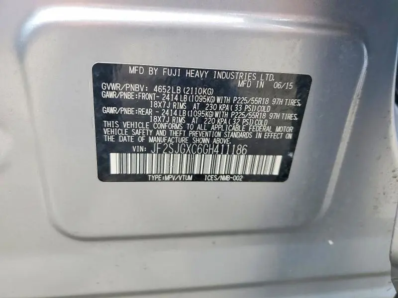 2016 SUBARU FORESTER 2.0XT TOURING  