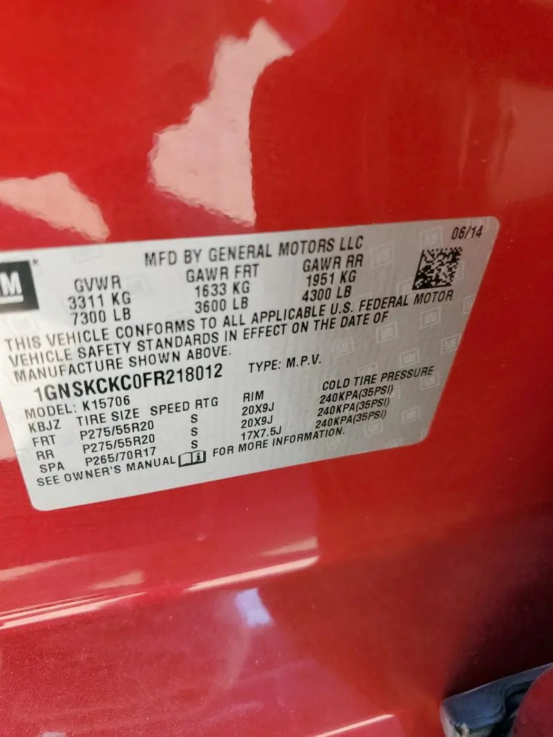 2015 CHEVROLET TAHOE K1500 LTZ  