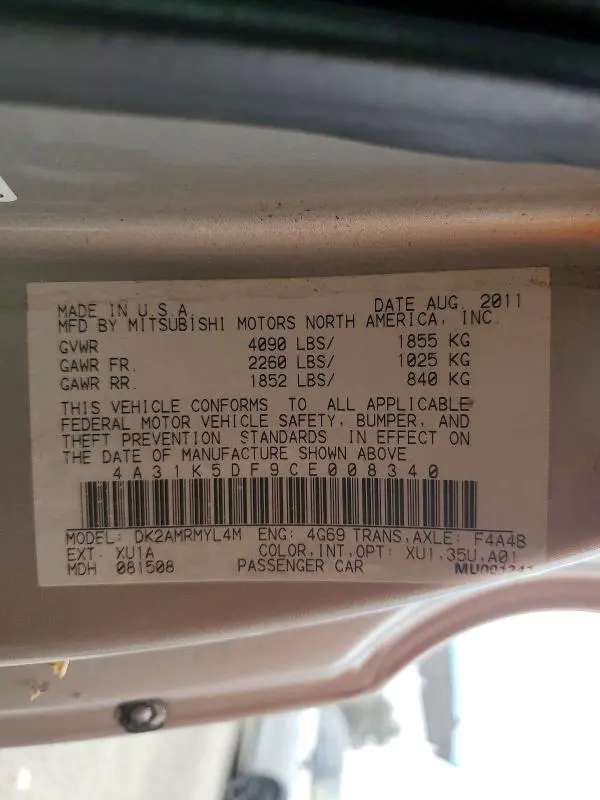 2012 MITSUBISHI ECLIPSE GS SPORT  