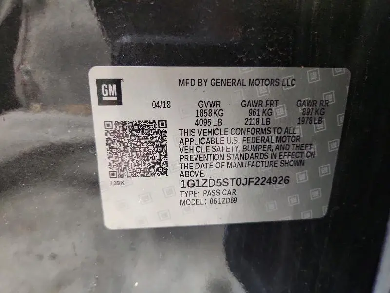 2018 CHEVROLET MALIBU LT  