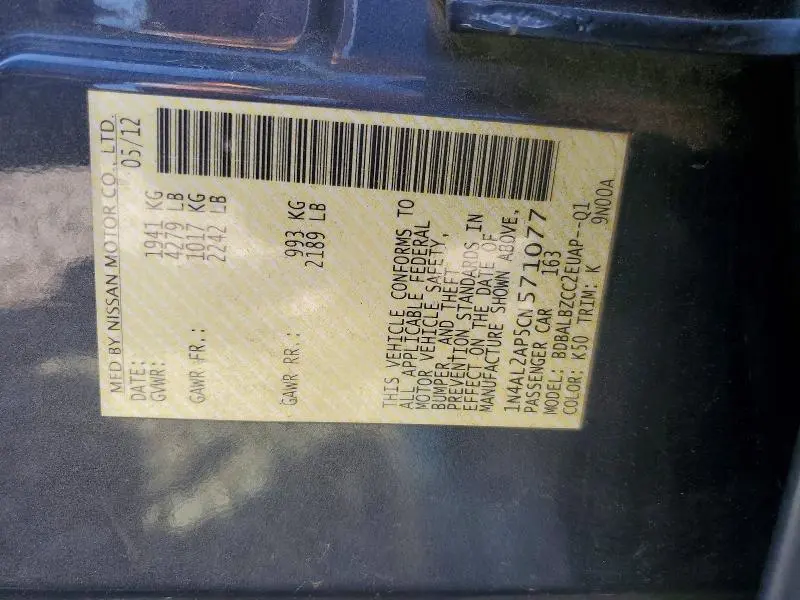2012 NISSAN ALTIMA 2.5  