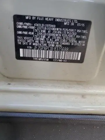 2015 SUBARU XV CROSSTREK 2.0 LIMITED  