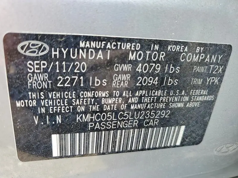 2020 HYUNDAI IONIQ LIMITED  