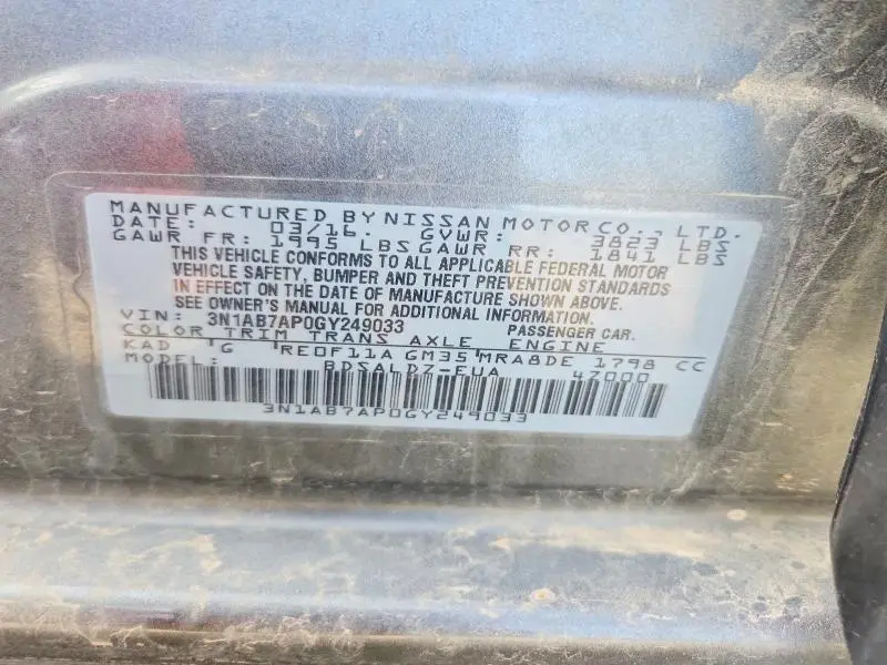 2016 NISSAN SENTRA SV  