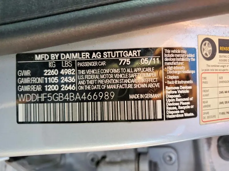 2011 MERCEDES-BENZ E 350  