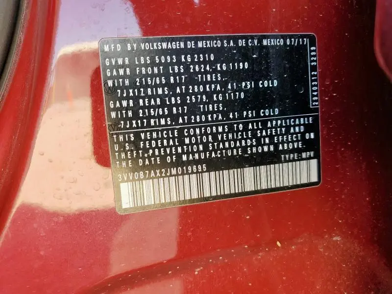 2018 VOLKSWAGEN TIGUAN S  