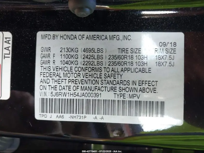 2018 HONDA CR-V EX