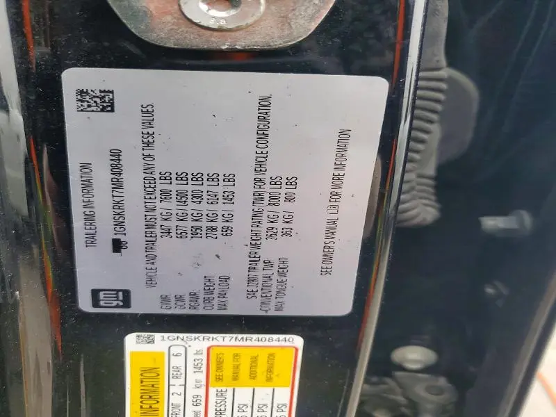 2021 CHEVROLET TAHOE K1500 RST  