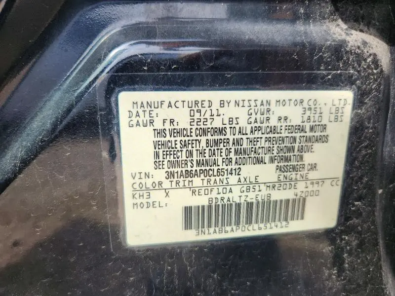 2012 NISSAN SENTRA   
