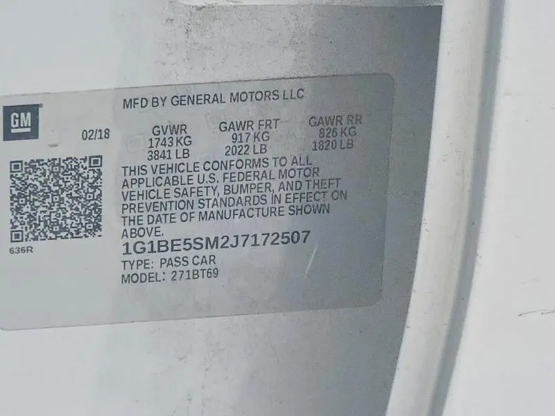 2018 CHEVROLET CRUZE LT  