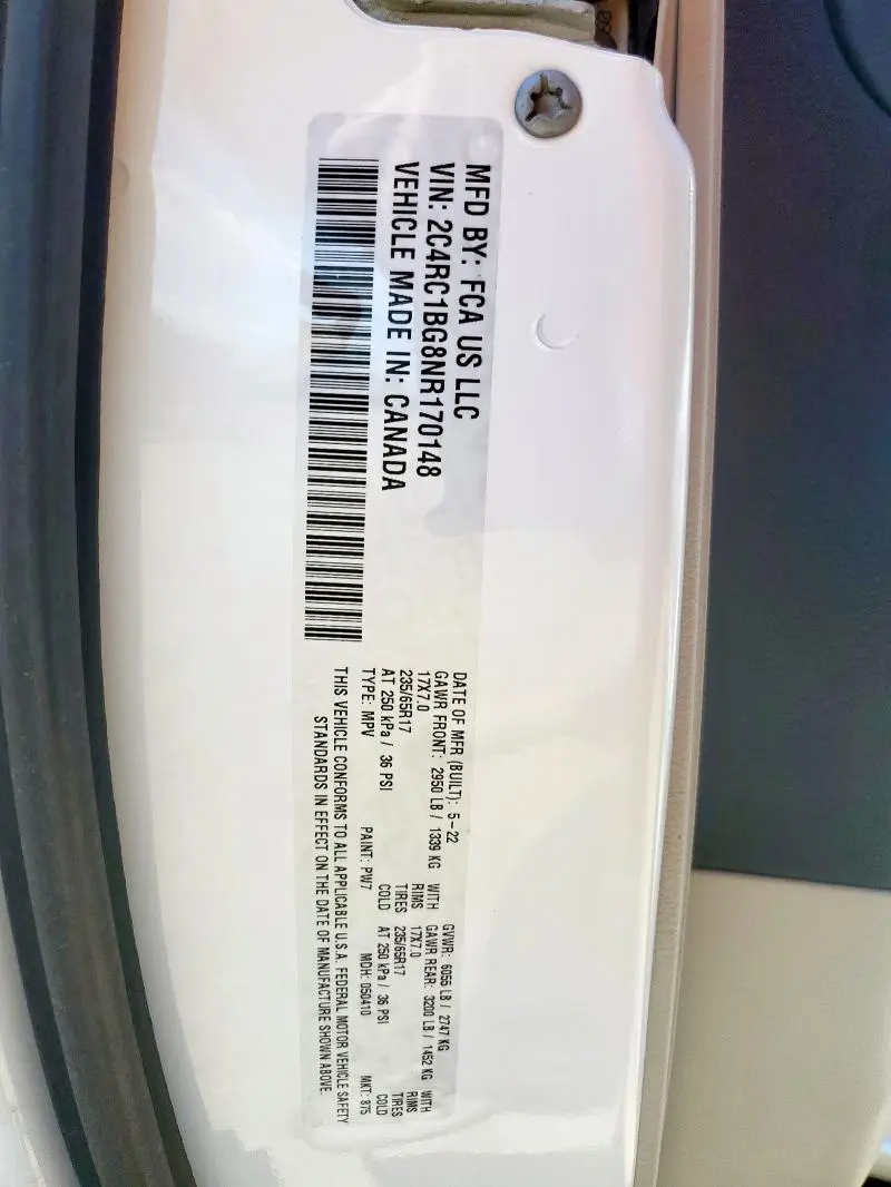 2022 CHRYSLER PACIFICA TOURING L  