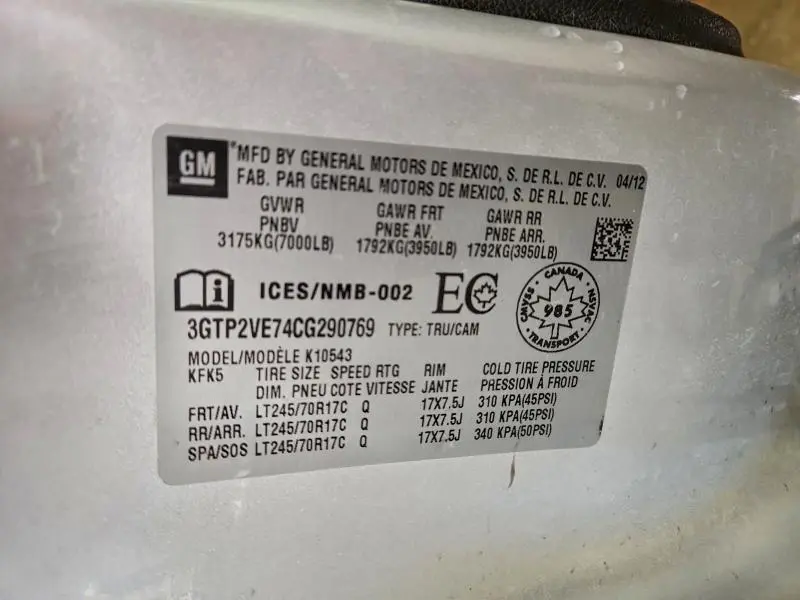 2012 GMC SIERRA K1500 SLE  