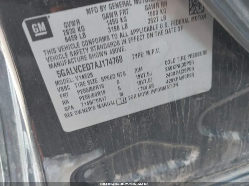 2010 BUICK ENCLAVE 2XL