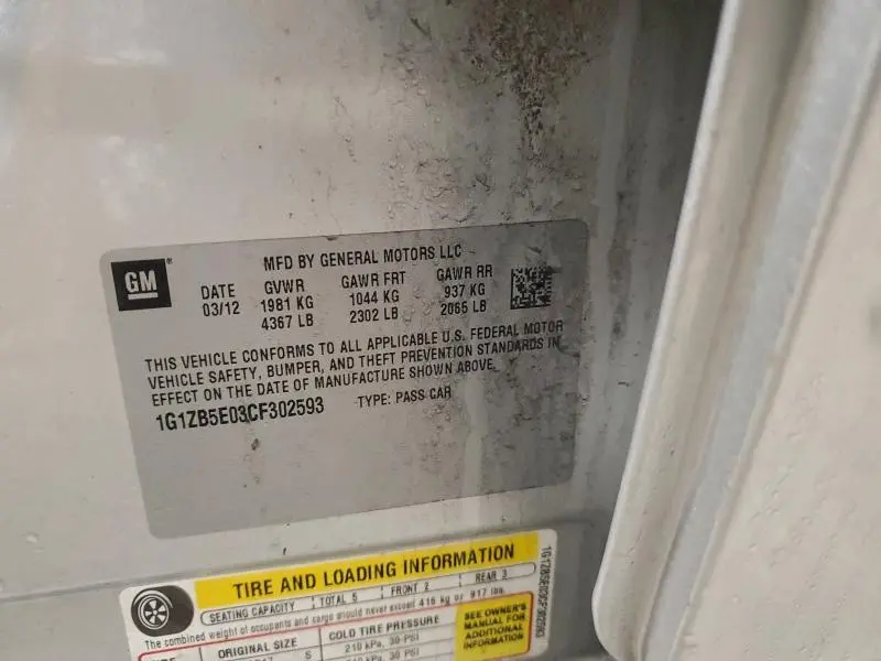 2012 CHEVROLET MALIBU LS  