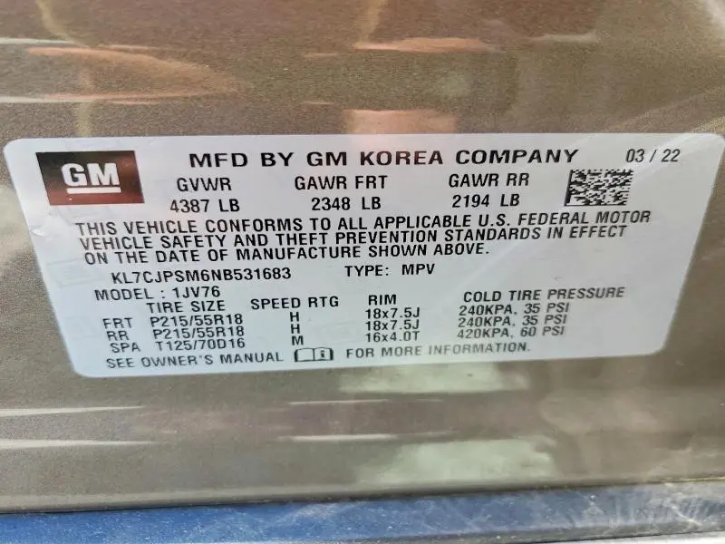 2022 CHEVROLET TRAX 1LT  
