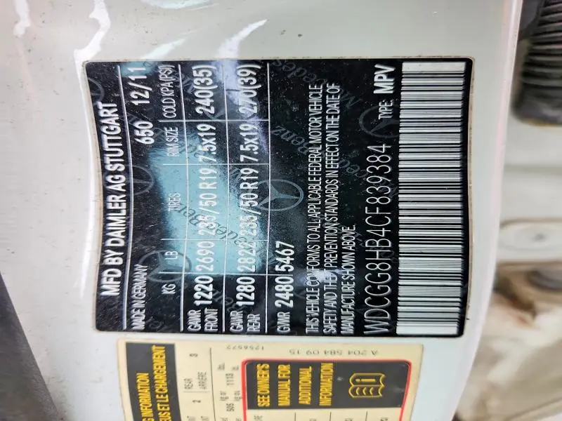 2012 MERCEDES-BENZ GLK 350 4MATIC  