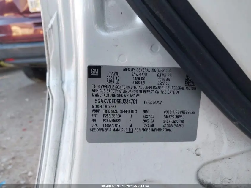 2011 BUICK ENCLAVE 2XL