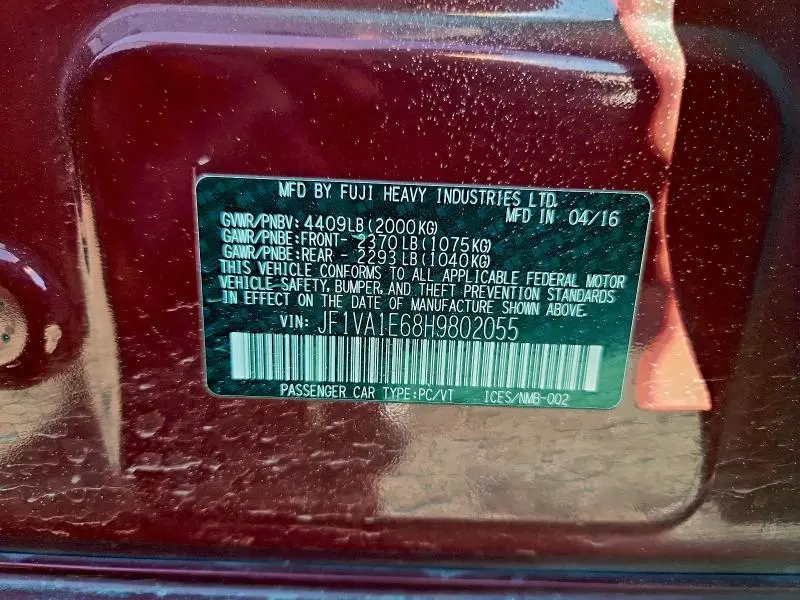 2017 SUBARU WRX PREMIUM  