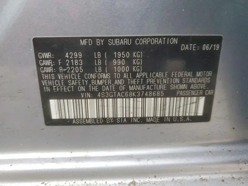 2019 SUBARU IMPREZA PREMIUM  