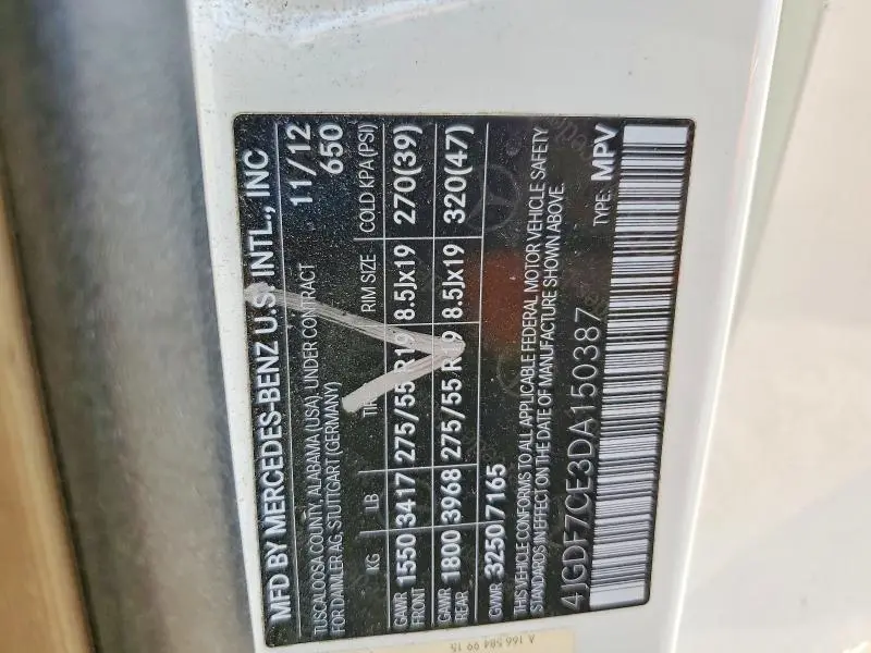 2013 MERCEDES-BENZ GL 450 4MATIC  