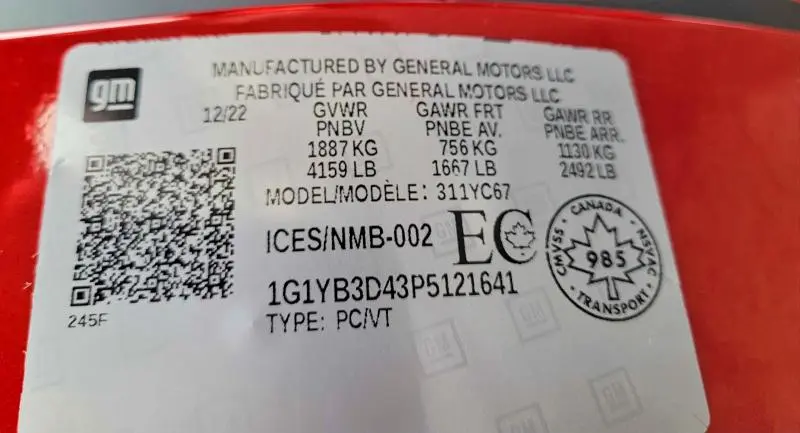 2023 CHEVROLET CORVETTE STINGRAY 2LT  