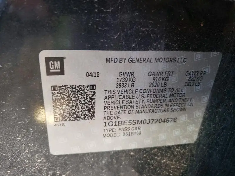 2018 CHEVROLET CRUZE LT  