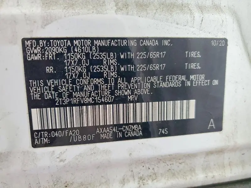 2021 TOYOTA RAV4 XLE  