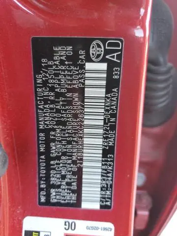 2019 TOYOTA COROLLA L