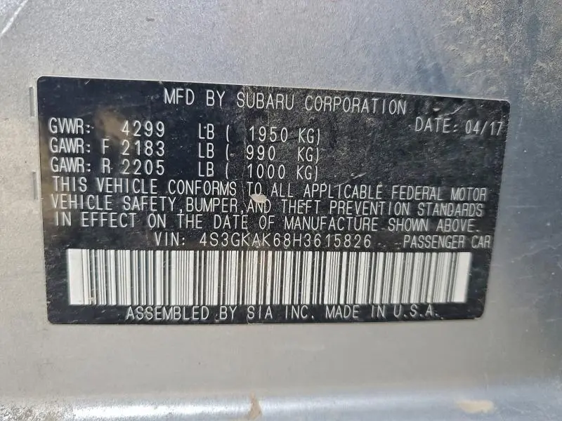 2017 SUBARU IMPREZA SPORT  