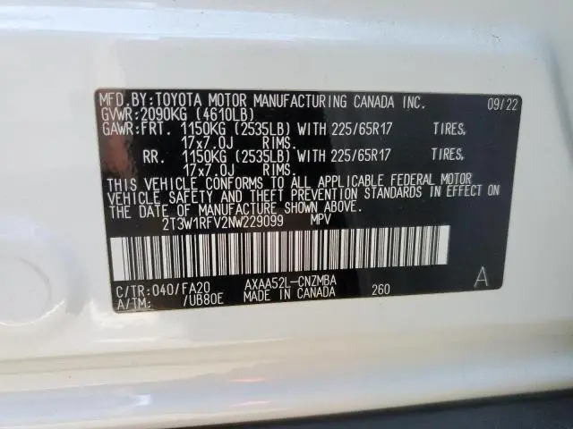 2022 TOYOTA RAV4 XLE  