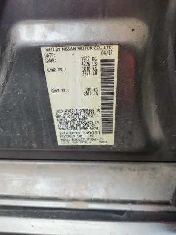 2017 NISSAN ALTIMA 2.5 S  