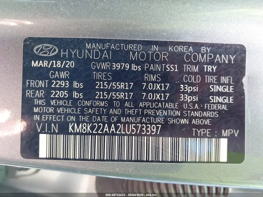 2020 HYUNDAI KONA SEL