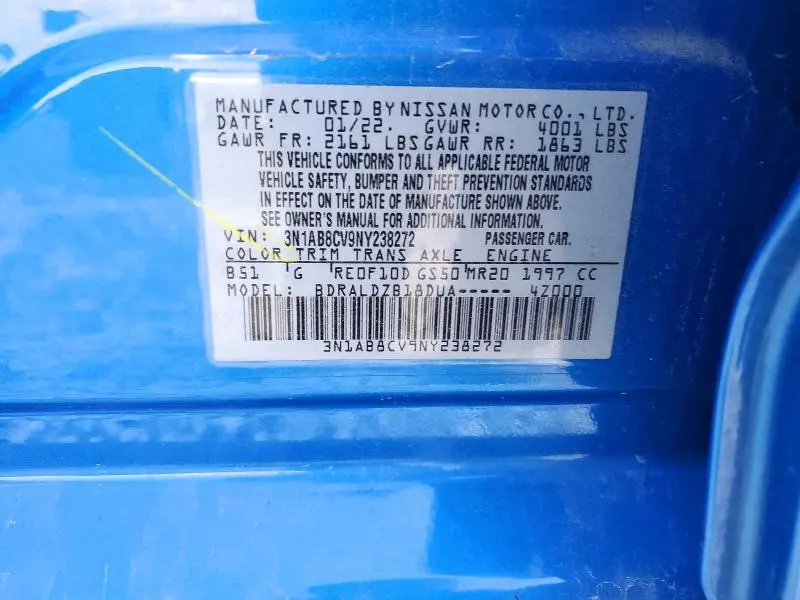 2022 NISSAN SENTRA SV  