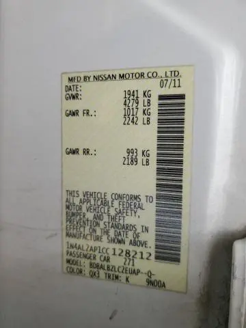 2012 NISSAN ALTIMA BASE  