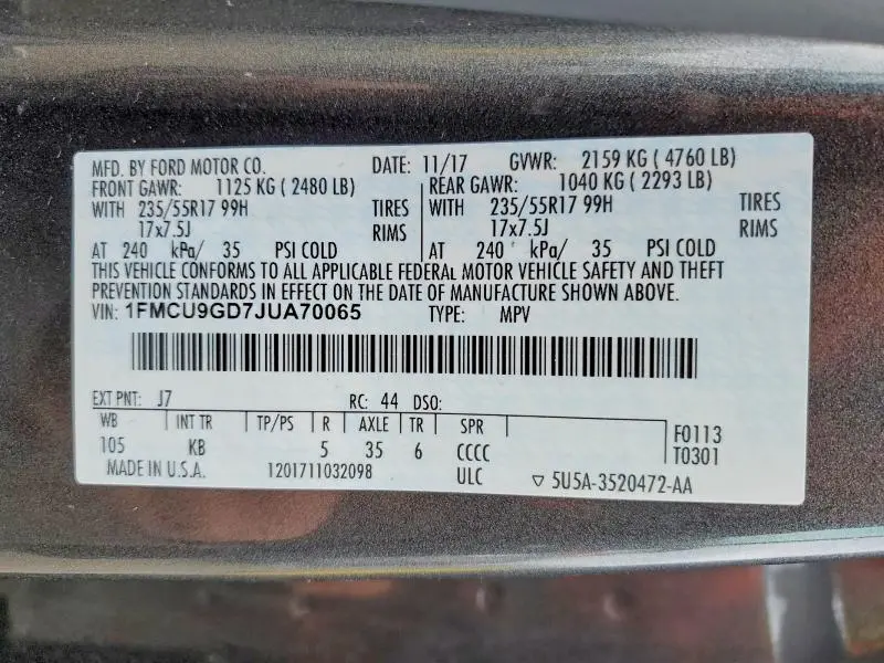 2018 FORD ESCAPE SE  