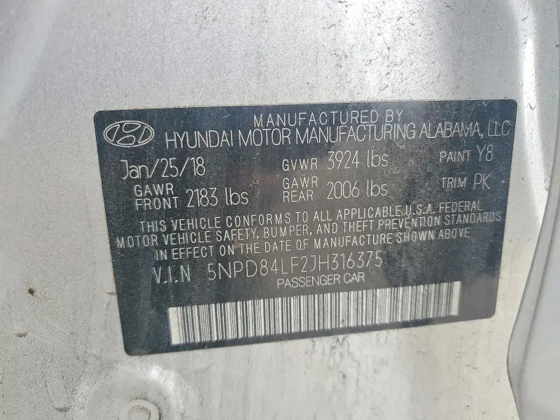 2018 HYUNDAI ELANTRA SEL  