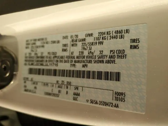 2020 LINCOLN CORSAIR RESERVE  