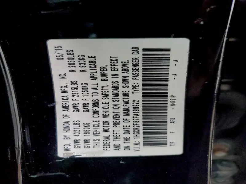 2015 HONDA ACCORD EXL  