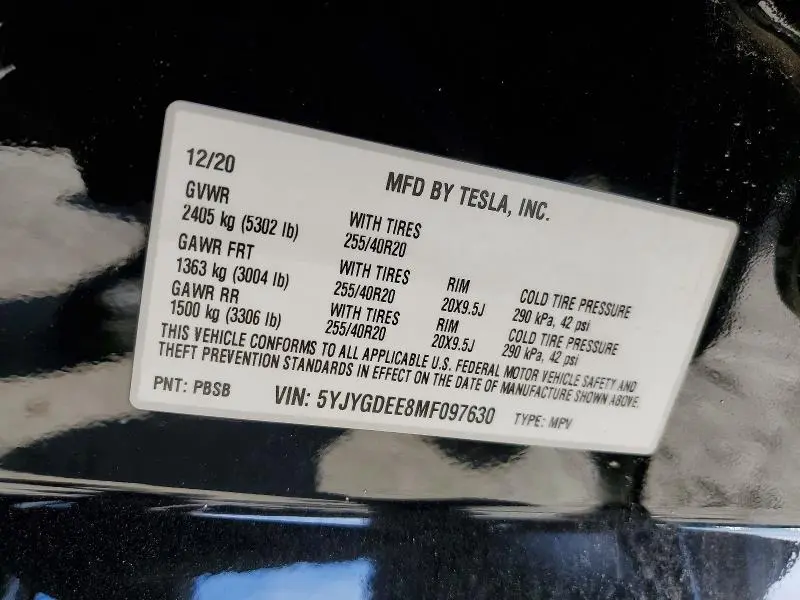 2021 TESLA MODEL Y   