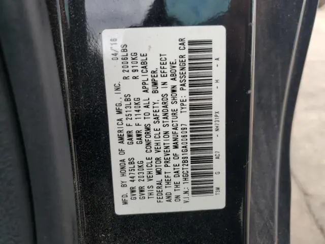 2016 HONDA ACCORD EXL  