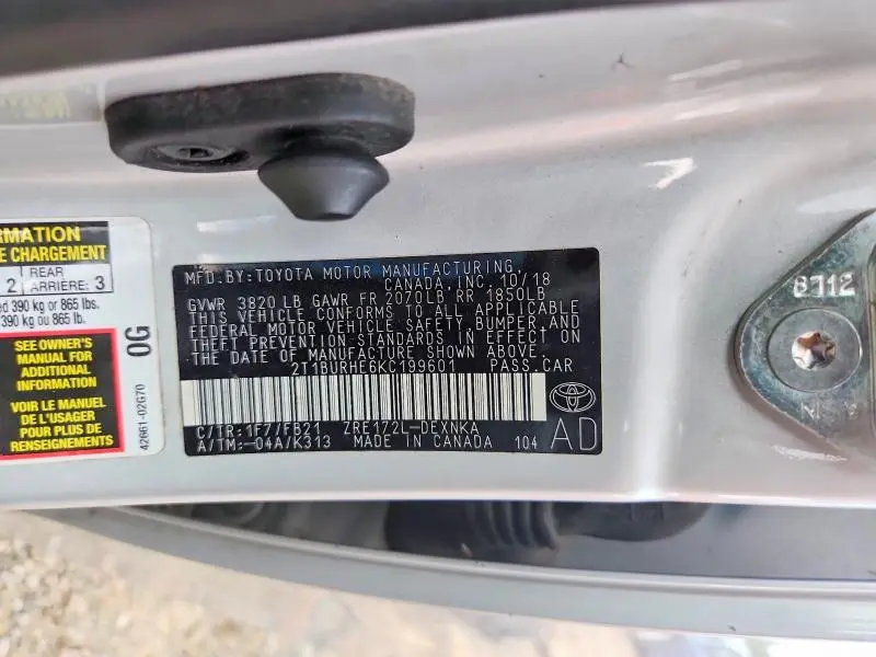 2019 TOYOTA COROLLA LE  
