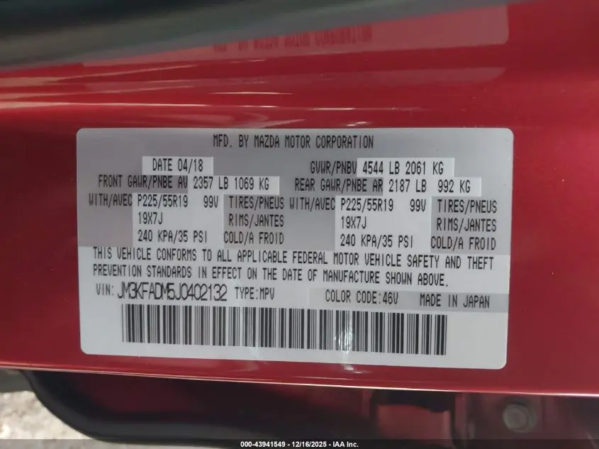 2018 MAZDA CX-5 GRAND TOURING