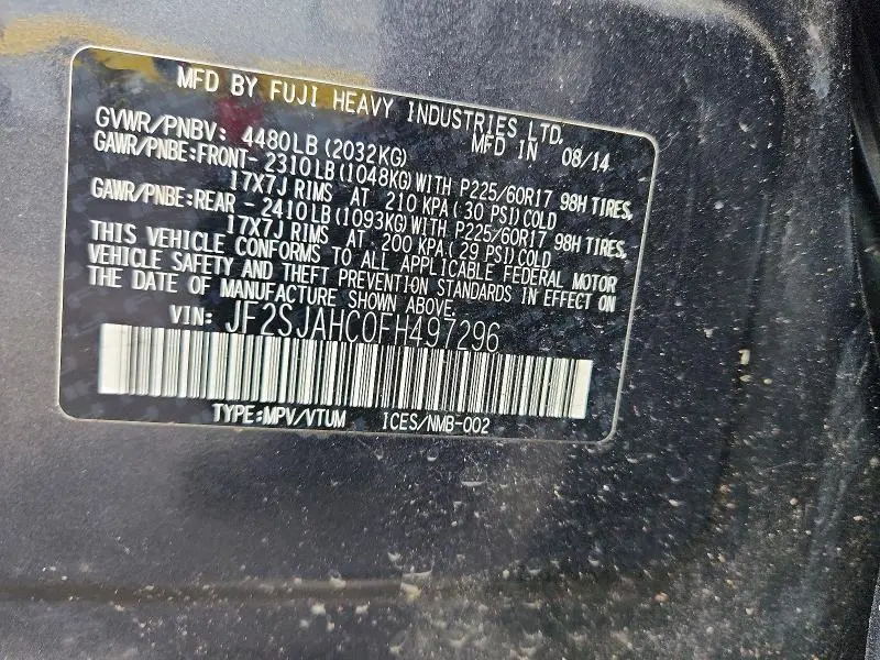 2015 SUBARU FORESTER 2.5I LIMITED  