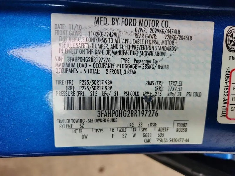 2011 FORD FUSION SE  