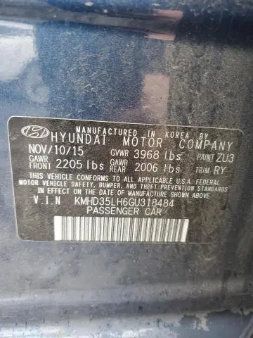 2016 HYUNDAI ELANTRA GT   