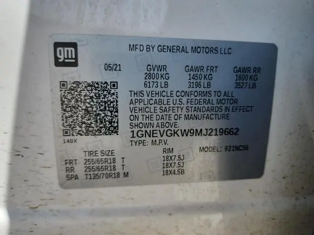 2021 CHEVROLET TRAVERSE LT  