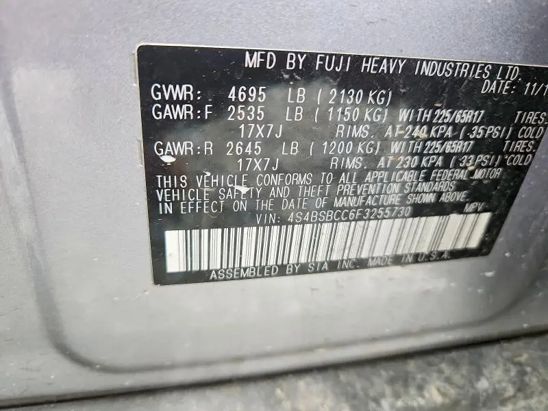 2015 SUBARU OUTBACK 2.5I PREMIUM  