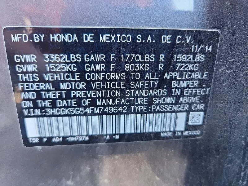 2015 HONDA FIT LX  